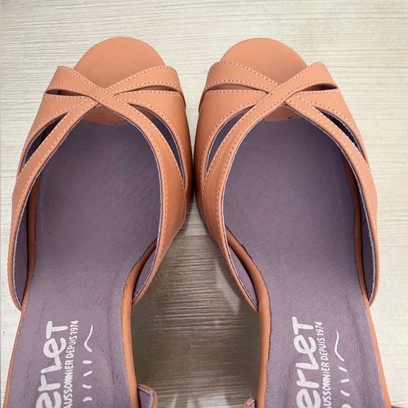 MERLET Renee Caffe Crème Leather 2.5 Jolie Flare Heel Medium Dance Size 8 - Picture 6 of 9